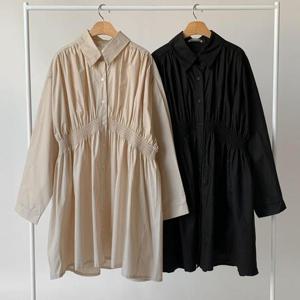 [강물처럼]빅사이즈원피스 Q489L509 코튼브러쉬밴딩원피스 LT (4