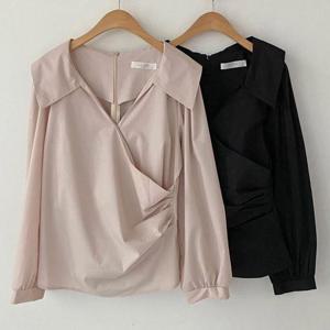 [강물처럼]빅사이즈블라우스 V320L509 겹사선브이넥블라우스 LT