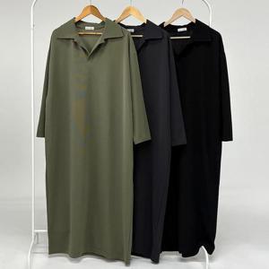 [강물처럼]빅사이즈원피스 V302L509 오픈카라민무늬원피스 RA (4