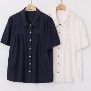 [강물처럼]빅사이즈반팔블라우스 U854L507 걸즈주름카라블라우스