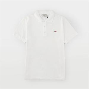 메종키츠네 트리컬러 폭스 패치 폴로 반팔 티셔츠 AM00200KJ7002 WH