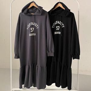 [강물처럼]빅사이즈원피스 V477L510 오버핏후드프릴원피스 RA (4