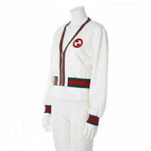 구찌 숏 화이트 웹 자켓 코튼 저지 집업 738914 XJFJE 9088