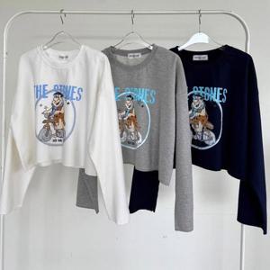 [강물처럼]빅사이즈티 V571L511 원시프린팅크롭티셔츠 VD (42522