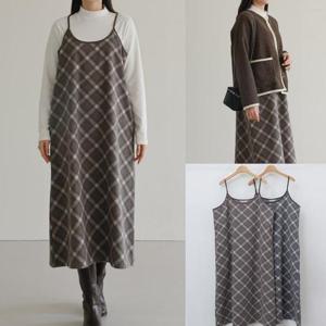 [강물처럼]위쉬몰 LY 사선체크끈나시원피스(V738H511) 빅사이즈