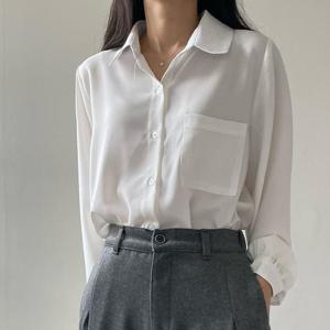 [강물처럼]아이우먼 심플셔링소매블라우스 CRG227M512 빅사이즈