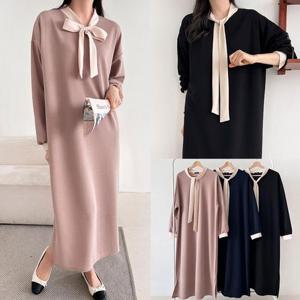 [강물처럼]위쉬몰 AR 라떼배색타이리본원피스(T696H512) 빅사이