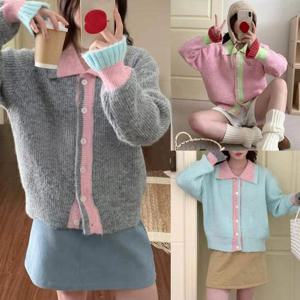 [강물처럼]위쉬몰 YY 코튼캔디카라버튼니트(V768H512) 빅사이즈