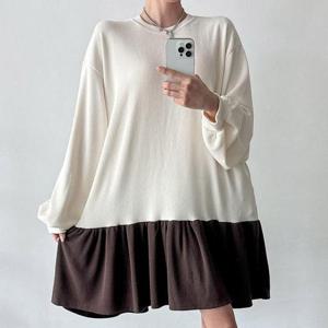 [강물처럼]아이우먼 밑단배색프릴린원피스 MAV822M512 빅사이즈