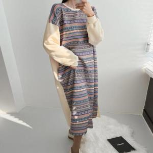 [강물처럼]아이우먼 엔티크니트패턴원피스 MAV824M512 빅사이즈