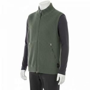 스톤아일랜드 21FW 와펜 패치 니트 집업 베스트 남성 조끼 카키 7515565C2