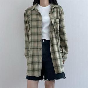 [강물처럼]아이우먼 박시핏원츄체크남방 CRN460M210 빅사이즈 (9