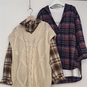 [강물처럼]빅사이즈사랑해요 K562L211 오버핏양기모체크남방 TG