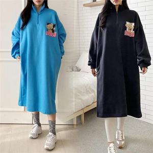 [강물처럼]위쉬몰 PO 기모러브베어롱원피스(K559H211) 빅사이즈