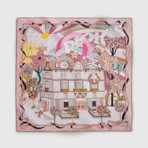 디올애비뉴 90 스퀘어 스카프 핑크 실크 트윌 62TC090S6046