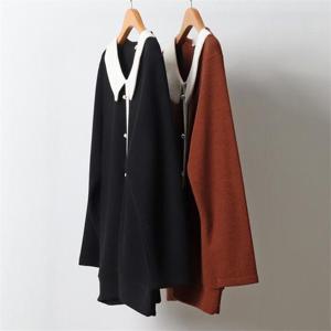 [강물처럼]빅사이즈사랑해요 J602L212 배색카라진주긴팔티 OL (9