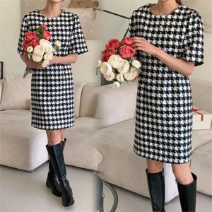 [강물처럼]위쉬몰 RA 울체크반팔미니원피스(K694H212) 빅사이즈