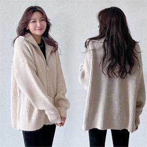 [강물처럼]위쉬몰 BN 꽈배기하이넥니트집업(K660H212) 빅사이즈