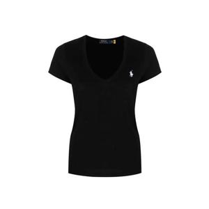 26SS 화이트 포니 자수 브이넥 티셔츠 블랙 211902403 003