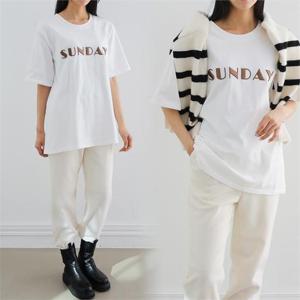 [강물처럼]위쉬몰 LY 썬데이30수자수반팔티(K761H301) 빅사이즈