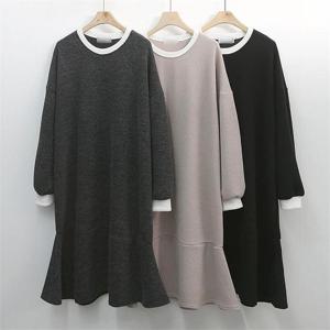 [강물처럼]빅사이즈사랑해요 K481L301 모던골지배색훌원피스 NO