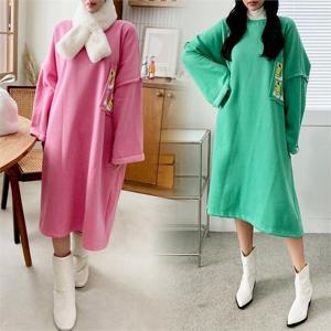 [강물처럼]위쉬몰 PO 디어포켓기모롱원피스(K627H212) 빅사이즈