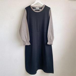 [강물처럼]아이우먼 레이어드체크롱원피스 BSN664M211 빅사이즈