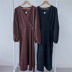 [강물처럼]빅사이즈사랑해요 G147L211 모던백리본랩원피스 CR (9