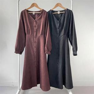 [강물처럼]빅사이즈사랑해요 G276L211 셔링V넥리본롱원피스 CR (