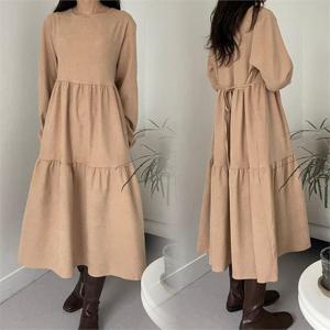 [강물처럼]위쉬몰 CR 밑셔링뒷리본롱원피스(G269H211) 빅사이즈