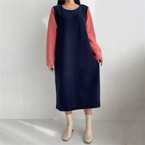 [강물처럼]아이우먼 배색컬러겉기모원피스 BSN603M211 빅사이즈