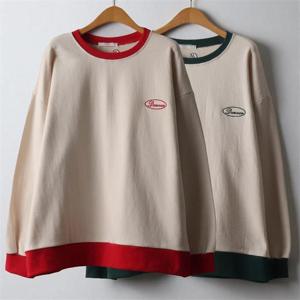 [강물처럼]위쉬몰 WJ 레터링자수배색맨투맨(J474H211) 빅사이즈