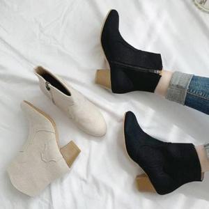 여성부츠 린넨소재 숏부츠 웨스턴부츠 스타일 5cm굽