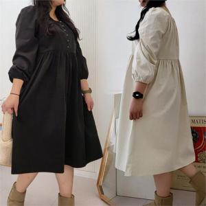 [강물처럼]위쉬몰 DL 기모면고리버튼원피스(K774H301) 빅사이즈