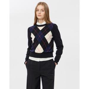 질스튜어트 뉴욕 여성 26SS 블랙 체크 울캐시미어혼방 니트 JSSW6A330BK