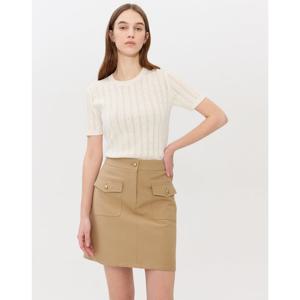 질스튜어트 뉴욕 여성 26SS 아이보리 단색 울혼방 반팔니트 JSSW6B833IV