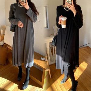 [강물처럼]위쉬몰 RA 라운드넥기모롱원피스(G349H211) 빅사이즈