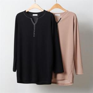 [강물처럼]빅사이즈사랑해요 J426L211 와이배색버튼긴팔티 OL (9