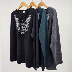 [강물처럼]빅사이즈티 T480L512 플라워나염리본긴팔티 MN (44358