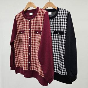 [강물처럼]빅사이즈아우터 T488L512 버리펄배색체크가디건 MN (4