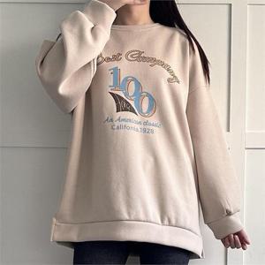 [강물처럼]아이우먼 오버핏텍스트맨투맨티 SMN873M301 빅사이즈