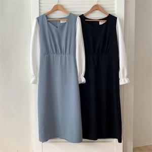 [강물처럼]빅사이즈사랑해요 K794L301 끈리본린배색롱원피스 GO