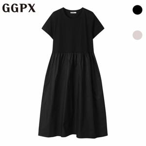 [GGPX] 배색 셔링 플레어 반팔 원피스 (GP2OP041F)