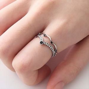 [폭스타일] 실버925 오닉스 엔틱 레이어드 반지