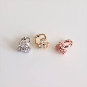 [폭스타일] 실버925 트리플 스타 큐빅 원터치 링 귀걸이