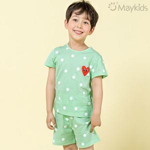 [메이키즈]미니하트포인트그린 오가닉 5부쟈가드