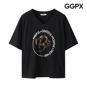 [지지피엑스]레오파드 레터링 반팔 티셔츠 GP4TS011F