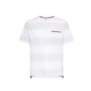 톰브라운 포켓 반팔티셔츠 화이트 그레이 남성 MJS201A J0049 057