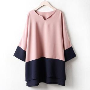 [강물처럼]위쉬몰 WW 투톤배색롱블라우스(1848H302) 빅사이즈 (9