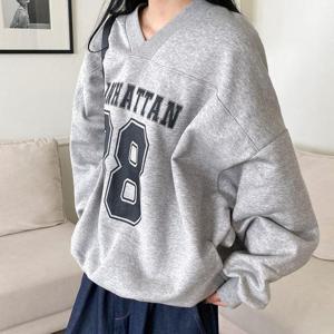 [강물처럼]아이우먼 맨하탄기모브이넥맨투맨 BUT634M512 빅사이